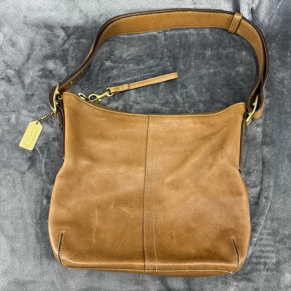 Y2K Coach Legacy Leather Slim Duffle Convertible Tan Crossbody Bag Purse 9328